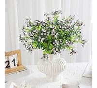 Branche d'eucalyptus artificielle réaliste de 34 cm avec décoration papillon en plastique pour mariage, maison, intérieur ou extérieur, accessoires photo (blanc)