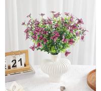 Branche d'eucalyptus artificielle réaliste de 34 cm avec décoration papillon en plastique pour mariage, maison, intérieur ou extérieur, accessoires photo (rouge)