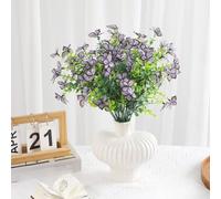 Branche d'eucalyptus artificielle réaliste de 34 cm avec décoration papillon en plastique pour mariage, maison, intérieur ou extérieur, accessoires photo (violet)