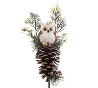 Branche Tige Déco de Noël Hibou 75cm Marron