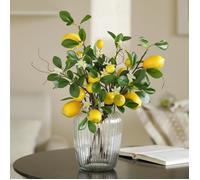 Branches citron artificielles, bouquet 8 têtes, 5 tiges 50 cm, mousse et plastique, fil métallique ajustable, décoration intérieure