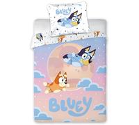 BrandMac Bluey & Bingo Parure de lit Enfant | Housse de Couette 140x200 cm avec Taie d'oreiller 50x70 cm | Collection Officielle Bluey | Motifs colorés pour lit Enfant