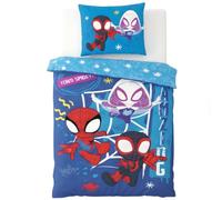 BrandMac Marvel Spidey Ensemble de literie junior | Housse de couette 100 x 135 cm + Taie d'oreiller 40 x 60 cm, 100 % coton | Parure de lit réversible douce et respirante pour tout-petits et bébés |