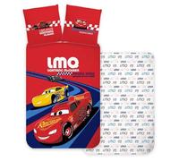 BrandMac Parure de Lit Disney Cars Rouge Réversible, 100% Coton, Housse de Couette 140x200 cm + Taie d'oreiller 40x60 cm, Flash McQueen