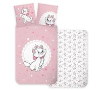 BrandMac Parure de Lit Marie Aristochats 3 Pièces 100% Coton - Housse de Couette 140x200 cm + Taie d'oreiller 65x65 cm + Drap-Housse