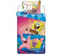 BrandMac Spongebob Squarepants Parure de lit pour Tout-Petits | Housse de Couette 100x135 cm avec taie d’Oreiller 40x60 cm | 100% Coton | Doux et Respirant Parure de lit colorée Spongebob