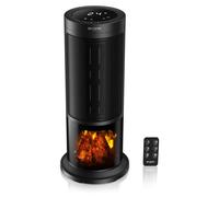 Brandson Aérotherme 1800W avec effet de feu de cheminée, appareil de chauffage céramique, lauréat 2025, GS, 2 niveaux de chauffage, télécommande, minuterie, oscillation à 45°, thermostat, protection c
