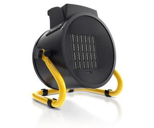 Brandson Chauffage de chantier avec poignée 3000W, chauffage céramique, aérotherme, chauffage soufflant 3 kW, protection contre la surchauffe, arrêt automatique, 2 niveaux de puissance, noir/jaune
