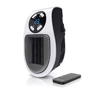Brandson - Mini chauffage soufflant céramique 500W - Mini radiateur soufflant avec télécommande - Minuterie 1 à 12h - Thermostat 15° à 30° - fiche électrique pivotante à 90° - salle de bain, bureau