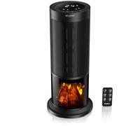 Brandson - Radiateur soufflant économe en énergie silencieux - effet feu de cheminée - oscillation - avec télécommande - gagnant - 2 niveaux - minuterie - salle de bain salon bureau chambre d'enfant