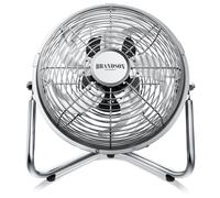 Brandson Ventilateur de sol 34,5 cm, machine à vent style rétro, ventilateur, 3 vitesses, ventilateur sur pied, débit d'air élevé, inclinable en continu, argenté