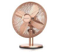 Brandson ventilateur de table, design rétro, oscillation, angle d'inclinaison env. 40°, boîtier métallique, 30W, diamètre 28 cm, lauréat 2025, ventilateur mobile, 3 vitesses, testé GS