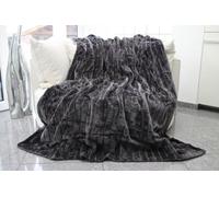 Brandsseller Couverture Double Face Plaid Imitation Fourrure et Microfibre Doux et Chaud - 180 cm x 220 cm - Gris