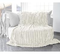 Brandsseller Couverture Douce XXL 220x240 cm - Plaid Imitation Fourrure Double Face, Moelleux et Chaud - Couverture canapé ou lit, Polaire Luxueuse et Confortable - 100% Polyester Lavable - Blanc