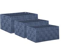 Brandsseller Lot de 3 Boîtes de Rangement - 22 x 15 x 11 cm, 21 x 13 x 9,5 cm, 19 x 11 x 8,5 cm - Paniers d’étagère carrés sans couvercle - aspect rotin tressé avec cadre en métal - Bleu Aqua