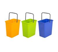 BranQ Home Essential 5901098049603 Lot de 3 paniers universels pour Le tri des déchets avec poignée Pratique en matériau BPA de qualité supérieure, Jaune/Vert/Bleu, 17,5 x 26 x 29 cm (L x l x H)