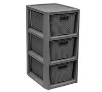 BranQ - Home essential Étagère en Plastique polypropylène Aspect rotin 29,5 x 24 x 48,7 cm Anthracite