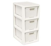 BranQ - Home essential Étagère en Plastique polypropylène, Aspect rotin, crème, 29,5 x 24 x 48,7 cm