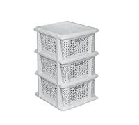BranQ - Home essential Étagère multifonctionnelle, Universelle, en Plastique sans BPA, 3 paniers, Design Bambou, crème