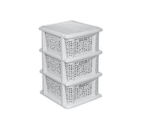 BranQ - Home essential Étagère multifonctionnelle, Universelle, en Plastique sans BPA, 3 paniers, Design Bambou, crème