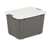 BranQ Home essential, Grande boîte de rangement robuste de 30 litres avec couvercle verrouillable à clipser, boîte de rangement empilable en plastique sans BPA, idéale pour le garage et le rangement à