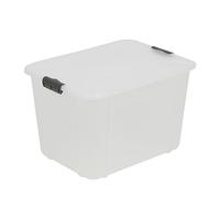 BranQ Home essential, Grande boîte de rangement robuste de 30 litres avec couvercle verrouillable à clipser, boîte de rangement empilable en plastique sans BPA, idéale pour le garage et le rangement à