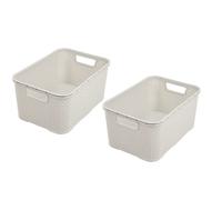BranQ Home Essential Lot de 2 corbeilles Design rotin Taille L 19 l Crème
