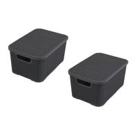 BranQ Home essential Lot de 2 corbeilles Design rotin Taille S 7 l Plastique PP Anthracite 7 l