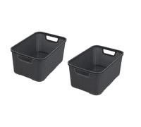 BranQ - Home essential Lot de 2 corbeilles en rotin Anthracite 19 l