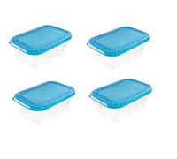 BranQ Home essential Lot de 4 boîtes de conservation ORI en plastique sans BPA, bleues.