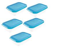 BranQ Home essential Lot de 5 boîtes de conservation ORI en plastique sans BPA, bleues.