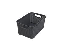 BranQ Home Essential Panier universel multifonction aspect rotin, taille M 10 l, plastique PP sans BPA, anthracite, 28,8 x 19,7 x 16,2 cm