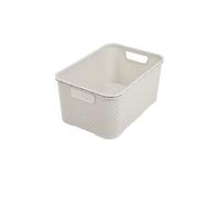 BranQ Home Essential Panier universel multifonction aspect rotin - Taille S 7 l - Plastique PP sans BPA - Crème - 28,5 x 19,5 x 12,9 cm