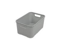 BranQ - Home essential Panier universel multifonction aspect rotin, taille S 7 l, plastique PP sans BPA, gris clair, 28,5 x 19,5 x 12,9 cm
