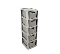BranQ - Home Essential Rattan im Trend Étagère en Plastique PP sans BPA Gris Clair 29,5 x 24 x 80 cm 5 paniers