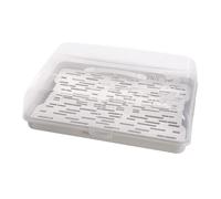 BranQ - Home essential Récipient à gâteau rectangulaire en plastique (PP), avec couvercle haut, poignée de transport pratique et récipient à gelée, sans BPA, transparent/gris