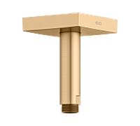 Bras de douche universel KEUCO 53089250102 saillie 100 mm, laiton brossé, raccordement au plafond, rosace carrée