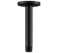 Bras d'extension de douche noir - Support de pommeau de douche à effet pluie - En acier inoxydable - Fixation murale - Avec bride de connexion G1/2 (20 cm)