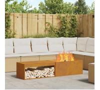 vidaXL Braise Marron 160 x 45 x 35 cm Acier, Jardin et terrasse, Foyer rectangulaire, Chauffage d'extérieur, résistant aux intempéries, mobilier Moderne pour se Rassembler