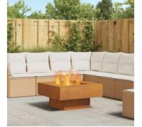 vidaXL Braise Marron 80 x 80 x 40 cm Acier patiné, Brasero carré Moderne, Solution de Chauffage Robuste pour Jardin et terrasse, Design Tendance pour soirées Entre Amis