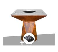 Brasero Artiss G1 Corten Plaque De Cuisson Acier Inoxydable Alimentaire + Housse De Protection Multicolore