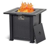 Brasero au propane de 71,1 cm, table de feu rectangulaire 50 000 BTU avec housse et housse de pluie, surface de clôture en acier robuste et en fer, certifiée CSA, compagnon pour votre jardin