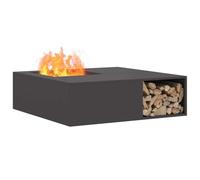 Brasero avec rangement à bûches Noir 100x100x30 cm Acier