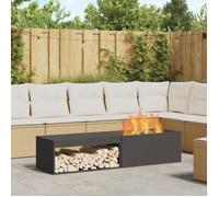 vidaXL Braise Noir 160 x 45 x 35 cm Acier, Jardin et terrasse, Foyer rectangulaire, Chauffage d'extérieur, résistant aux intempéries, mobilier Moderne pour se Rassembler