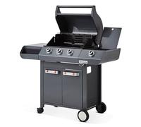 Barbecue Emma Gun Metal 3 Feux + 1 Side - BRASERO - FlexiGrill - Surface de cuisson 57 x 41,5 cm - 2 Tablettes