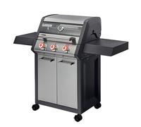 BRASERO - Barbecue Monroe Pro 3 Feux - 3 brûleurs dont 1 Tubo Zone - 2 tablettes - Couvercle avec fenêtre - Simple Clean - Switch Grid - Heat Range - Jusqu'à 10/12 convives - 11,2 kW
