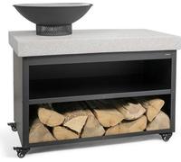 Brasero Barbecue sur Desserte LIVOO DOC329, Ø41 cm, Mobile avec 4 Roues, Espaces de Rangement