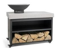 Livoo DOC329 Brasero Barbecue de Jardin Mobile sur Dessert avec 4 Roues, Espace de Rangement et Grille de Cuisson Amovible 41 cm