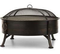Braséro - Blumfeldt Catania - 2-en-1 Ø 80cm avec grille - Braséro barbecue - 70cm - Braséro extérieur - Design en acier bruni