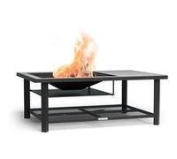 Blumfeldt Merano Avanzato L Brasero Exterieur - 3-en-1 Brasero Barbecue & Table, Plateau Terrazzo, Cadre Acier Robuste, Pare-Étincelles, Grille & Tisonnier Inclus, Idéal Jardin & Terrasse
